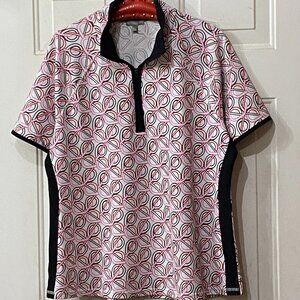 NEW T by Talbots 1/4 Zip Womens Sz XL Piqué Polo Short Sleeve UPF 50+